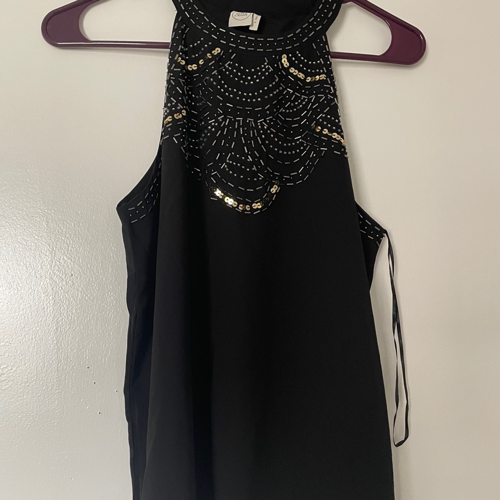 (Never worn) Black Ruffle Shirt with beads